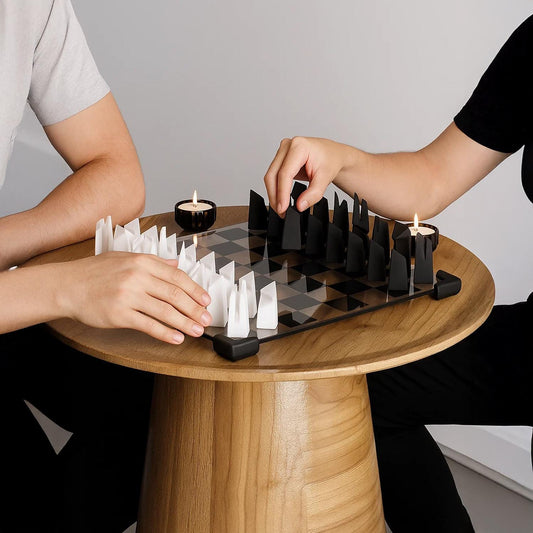 Modern Geometric Glass Chess Set: Weighted PLA Pieces