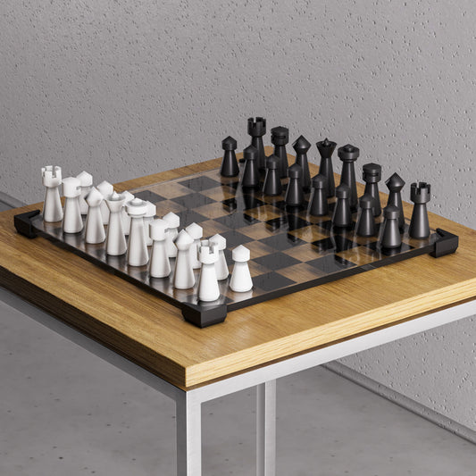 Modern Glass Chess Set: Weighted Pieces, Unique Design