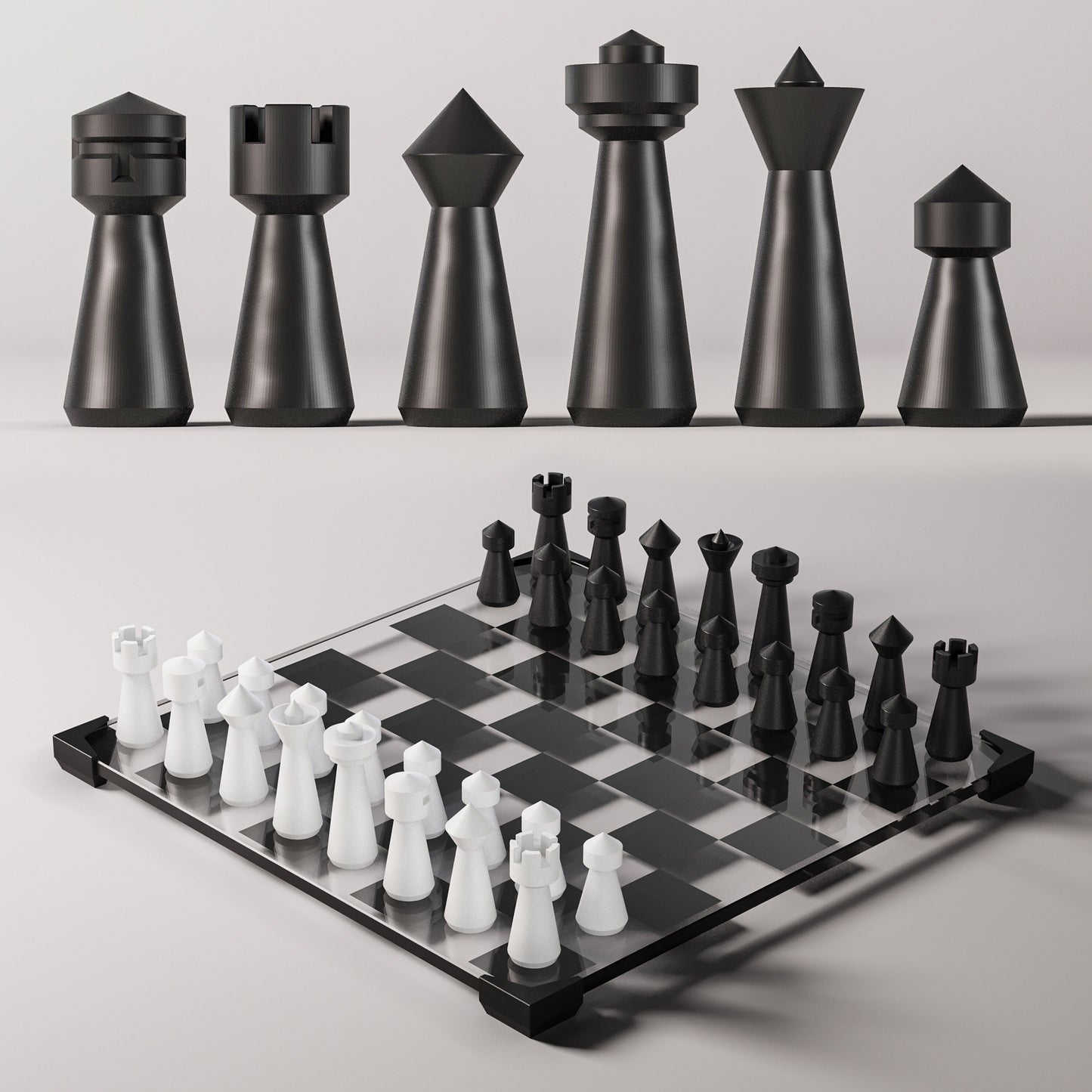 Modern Glass Chess Set: Weighted Pieces, Unique Design