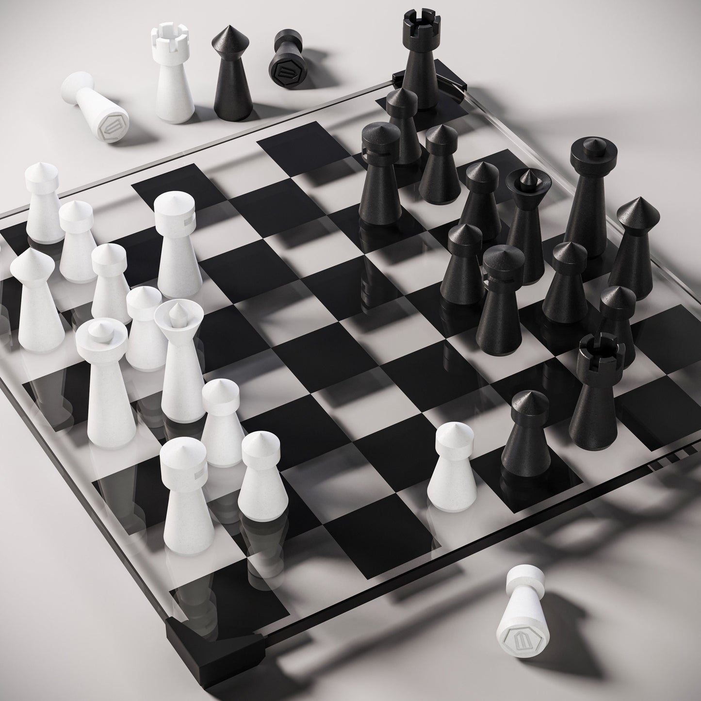 Modern Glass Chess Set: Weighted Pieces, Unique Design