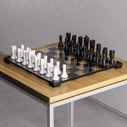 Modern Glass Chess Set: Weighted PLA Pieces, Handmade