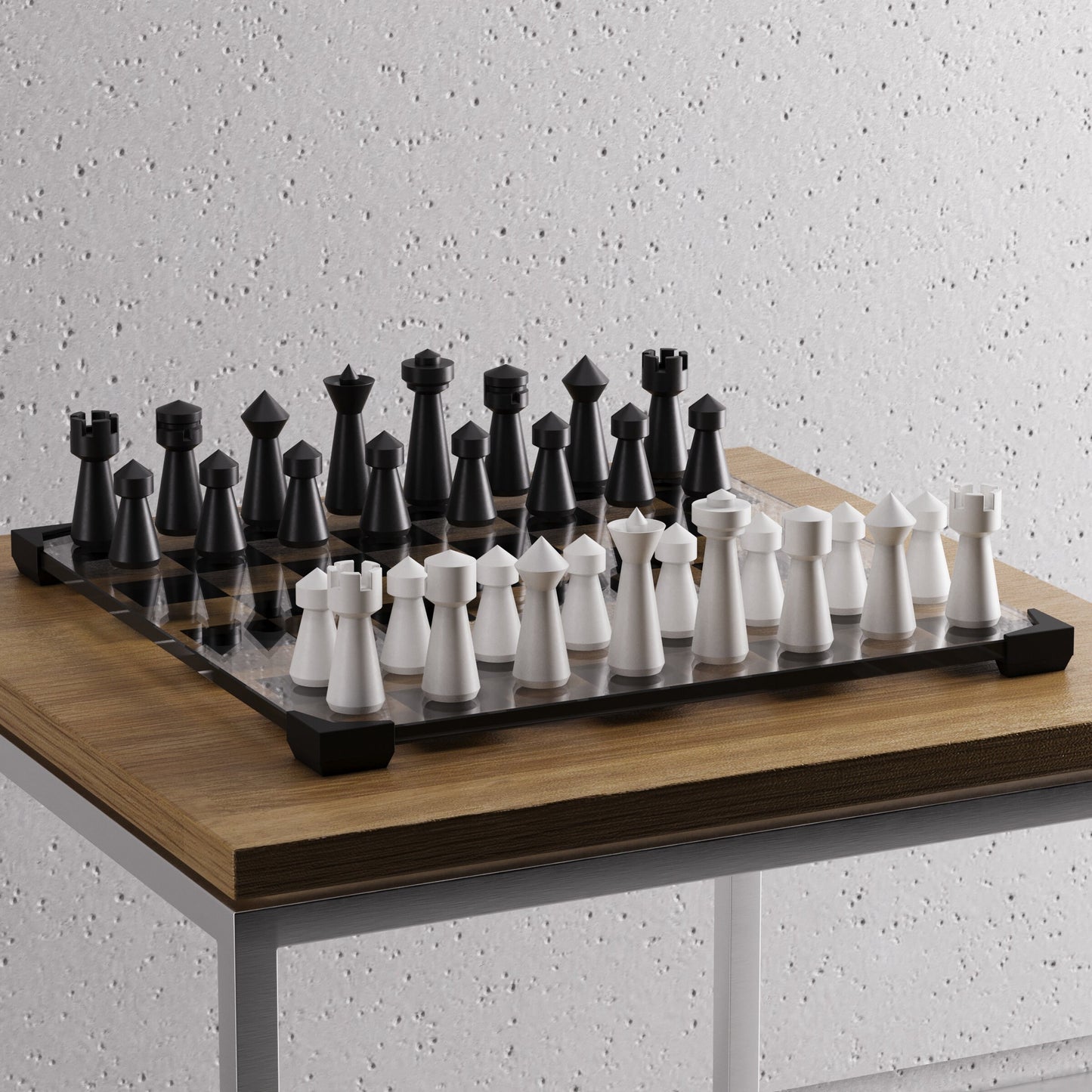 Modern Glass Chess Set: Weighted Pieces, Unique Design