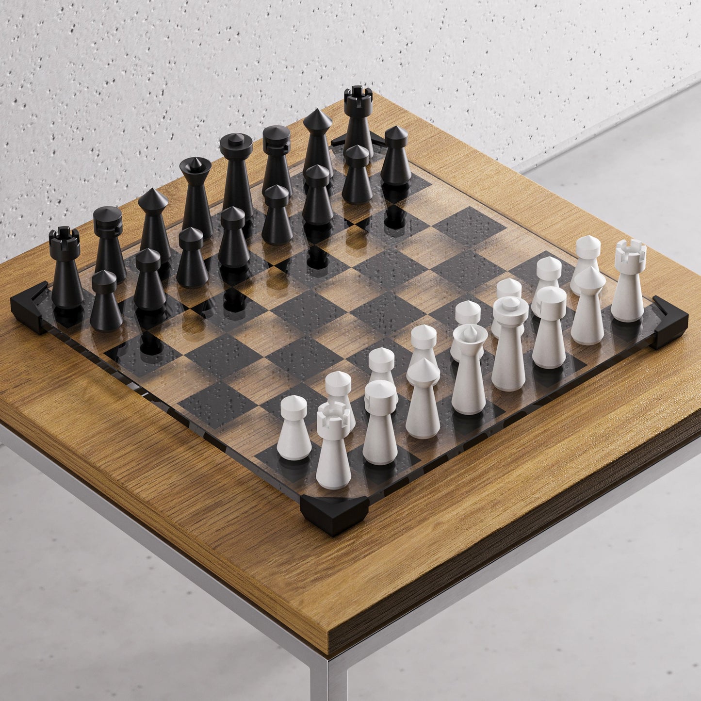 Modern Glass Chess Set: Weighted Pieces, Unique Design